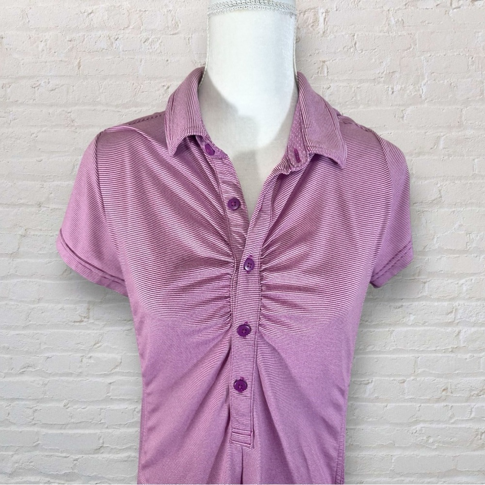 PrAna- Pink 1/4 Button Down Collared Short Sleeve Sporty Dress- Size M - Picture 2 of 7